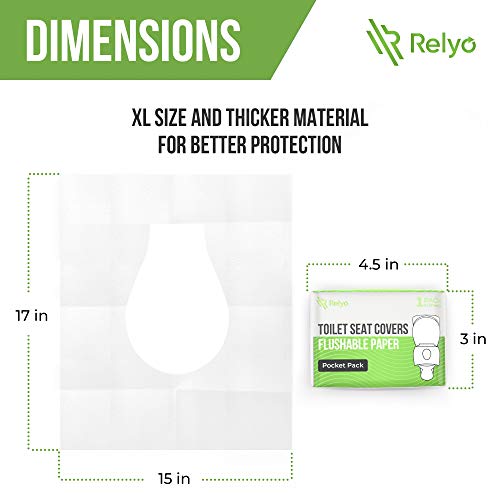 Toilet Seat Cover Paper Flushable (50 Pack) - XL for Adults and Kids Potty Training, 100% Biodegradable Travel Supplies Es...
