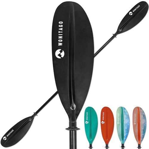 WONITAGO Kayak Paddle Premium Carbon Fiber Paddle with Reinforced PP + Fiberglass Blade, Floating Adjustable Kayaking Oar...