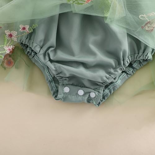 Newborn Infant Baby Girls Clothes Flower Butterfly Embroidery Sleeveless Romper Tulle Mesh Dress Toddler Bodysuit