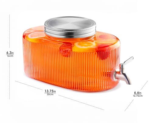 Glass Drink Dispenser for Fridge - 100% Leakproof Stainless Steel Spigot - Liquid Laundry Detergent Dispenser, Punch Bowl ...