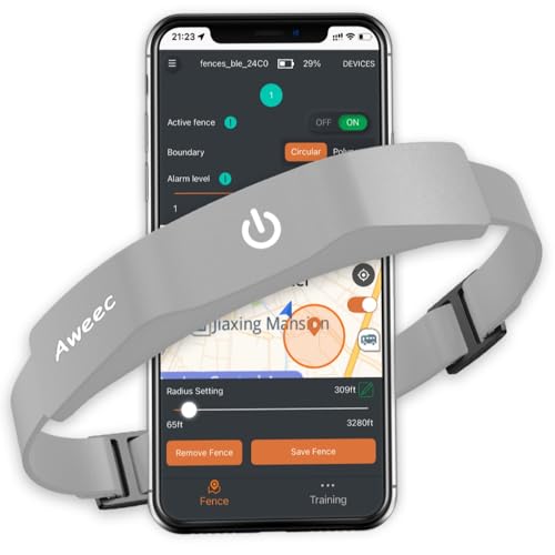 Aweec GPS Electric Dog Fence with Free App, Wireless Fence System with Training Collar, Portable for Outdoor Use, Recharge...