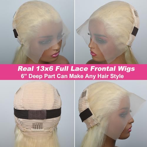 Blonde 613 13x6 Lace Front Bob Wig Human Hair Straight Transparent Lace Frontal Wigs Pre Plucked with Baby Hair 180 Density Brazlian Remy Glueless Lace Short Wigs for Black Women