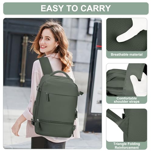 suwasp Travel Backpack Simple Durable Carry On Backpack with Shoe Compartment, Personal Item Travel Bag Flight Approved, W...