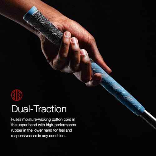 Golf Pride MCC Plus4 Golf Club Grip - All-Weather Hybrid Grip with Larger Lower Hand - Brushed Cotton Cord & Pebbled Texture - Grey