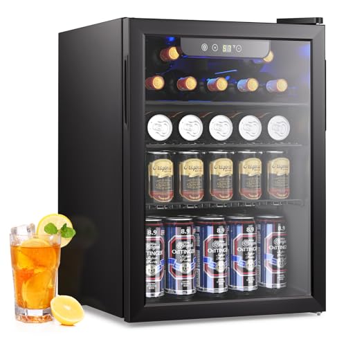 Electactic 26 Bottle Wine Cooler, 95 Cans Beverage Refrigerator, 2.6 cu.ft Drink Fridge Digital Temperature Control for Be...