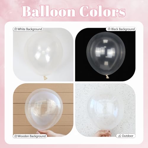60pcs Pink and White Balloons 12inch with Clear Pastel Pearl Pink Balloons for Wedding Bridal Baby Shower Shower Birthday ...