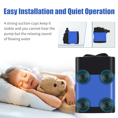 AQUANEAT Small Fountain Pump, 160 GPH Mini Submersible Water Pump with 3.3 ft Tubing, for Aquarium Fish Tank, Pet Water Fo...
