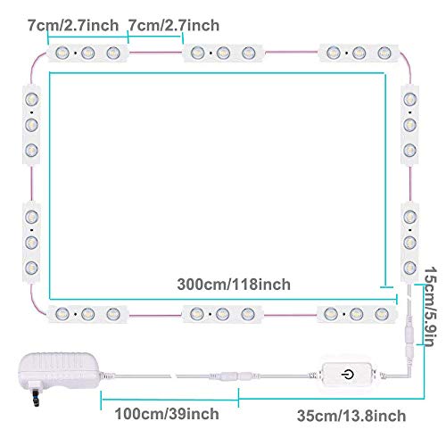 Led Vanity Mirror Lights, Hollywood Style Vanity Make Up Light, 10ft Ultra Bright White LED, Dimmable Touch Control Lights...