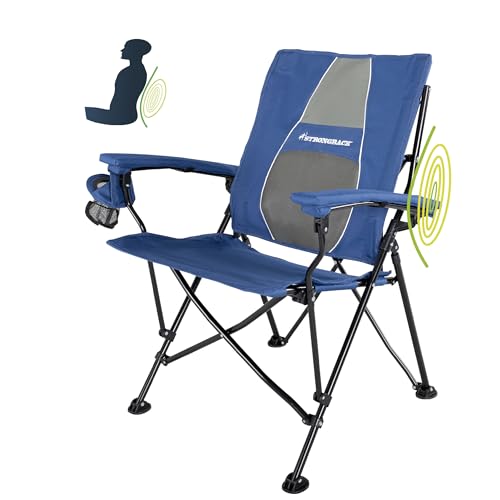 STRONGBACK Elite Folding Camping Lawn Lounge Chair Heavy Duty Camp Outdoor Seat with Lumbar Support and Portable Carry Bag...