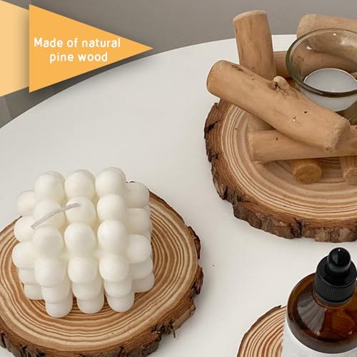 FSWCCK 17 PCS Unfinished Wood Slices for Centerpieces - 5.1-5.5 Inch,Round Natural Discs with Tree Bark, Wooden Cookies Ci...
