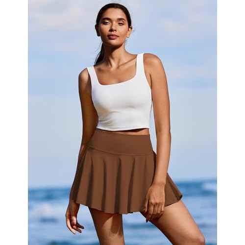 PINSPARK Womens Tennis Skirt Pleated Athletic Skirts with Pockets Shorts High Waisted Golf Skort for Workout Pickleball