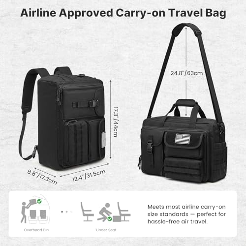 G4Free 17.3 Inch Laptop Messenger Bag for Men, 3-in-1 Backpack for Travel Work Weekender, Large Tactical Shoulder Bag