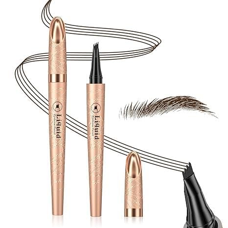 Eyebrow pen - Liquid Eye Brow Microblading Pencil With Micro 4 Point Lift & Brow Pen Snatch, Long-Lasting Waterproof Eyebrow Pencils for Women (Dark Brown)