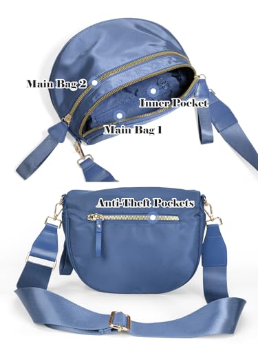 Pure Colour Crossbody Bag Bum Bag for Women,Spacious Purse Fanny Packs Belt Bag,Oversized Bum Bag (Colour Bum Bag-Monet Blue)