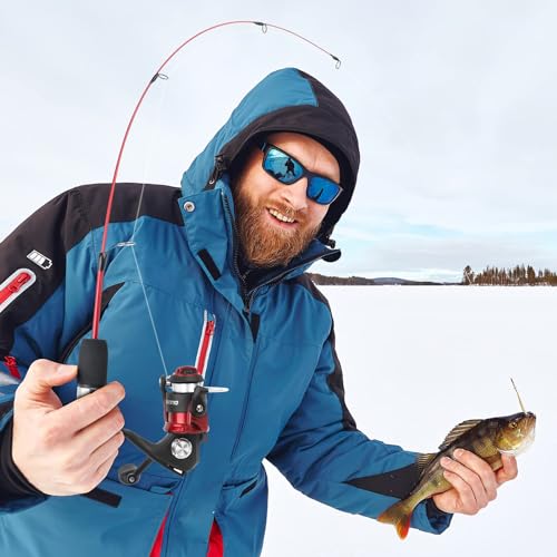 PLUSINNO Ultralight Ice Fishing Rod and Reel Combo, 25”/26”/27”/28” Sensitive Ice Fishing Pole Ice Fishing Gear for Walley...