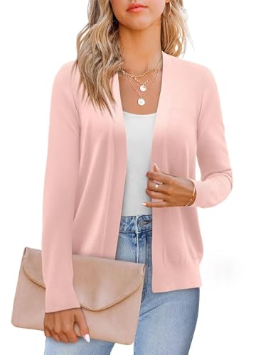 Women's Plus Size Casual Long Sleeve Open Front Soft Knit Cardigan Sweater Lightweight Jacket Dressy