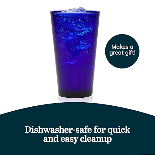 Libbey Cobalt Flare Drinking Glasses Set of 8, Classic Design Glass Cups for Soda, Water, Iced Tea and More, Dishwasher Sa...