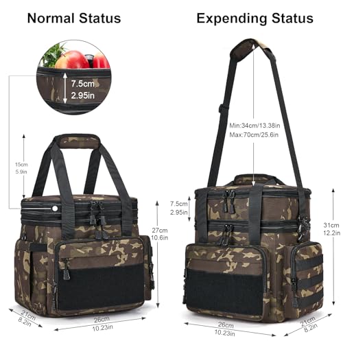 Gafetrey Tactical Lunch Box for Men, Insulated Bag Adult, Thermal Lunchbox Leakproof Waterproof Cooler Bag, Dual Compartme...