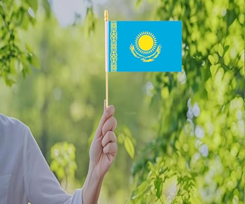 10 Pack Kazakhstan Flags -KZ Handheld Flag- Desktop Flag-5x8 In,Kazakh Mini Flag. Suitable For Party Decorations, Store Di...