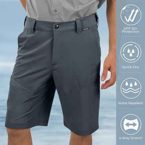 KastKing Cool Caster Men's Fishing Shorts, UPF 50+ Hiking Shorts, 10.5¡± and 7.5¡± Available, Water Repellent, 4-Way Stretch