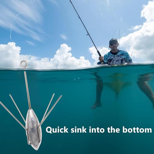 5 Pcs Sputnik Sinker Fishing Weights Lead Surfing Casting Spider Sinkers Long Tail Fishing Equipment for Catfish Saltwater...