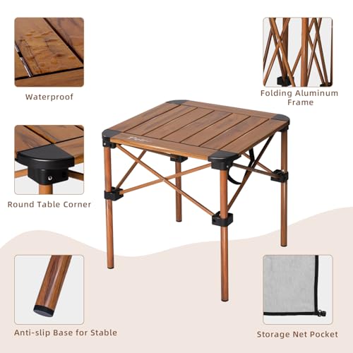 Peirhw Folding Camping Table, Portable Lightweight Aluminum Camp Table Roll Up Top with Storage Net for Outdoor, Camping, ...