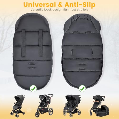 Orzbow Universal Stroller Footmuff, Winter Baby Stroller Bunting Bag, Warm Coral Fleece Stroller Sleeping Bag for Cold Wea...
