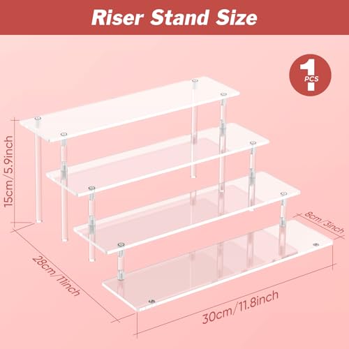 4 Tier Acrylic Display Risers, Clear Perfume Organizer Stand, Large Cupcake Stand Holder, Dessert Display for Party, Displ...