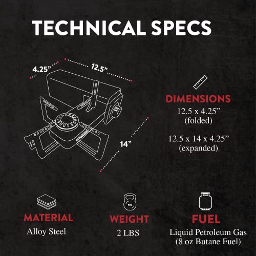 Gas One GS-8300 - Camp Stove Compact Butane Stove with Carrying Case - Foldable Portable Stove