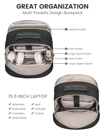 LOVEVOOK Laptop Backpack Purse for Women, Work Travel Computer Bags, College School Backpack for Student Girl, Quilted Cas...
