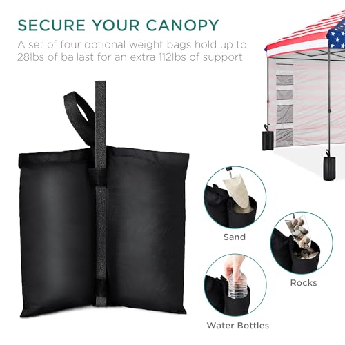 Best Choice Products 10x10ft Easy Pop Up Canopy w/Side Wall, 10 Pockets, Portable Carrying Case, 1-Button Setup, 4 Weight ...