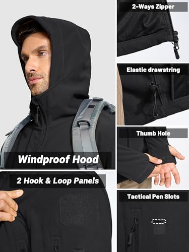 TACVASEN Mens Fleece Jacket Full Zip Tactical Hoodies Winter Coats Windproof Hoodies Warm Hunting