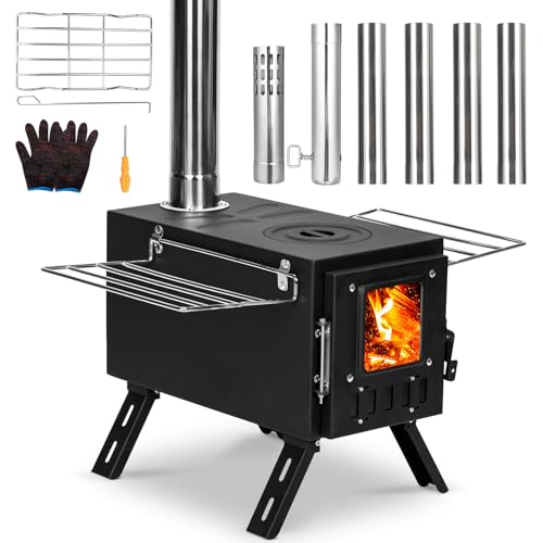 Upgraded Portable Wood Stove for Camping, YRenZ Compact Tent Stove with Large Firebox, High Airtightness for Outdoor Cooki...