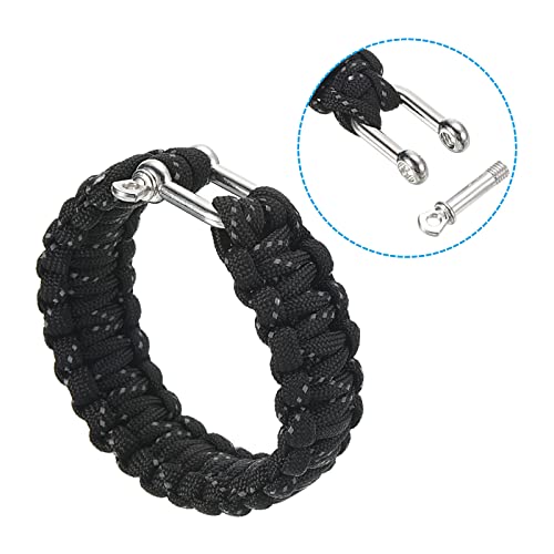 Survival Paracord Bracelets, Multi-purpose Parachute Cord Bracelet Party Favors Camping Gifts Outdoor Wraps for Men, Black