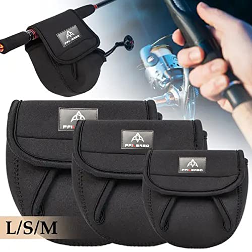 PFIERSO 3Pcs Fishing Spinning Reel Covers Bag Baitcasting Trolling Fishing Reel Protective Case Pouch Sleeve Gloves Fishin...