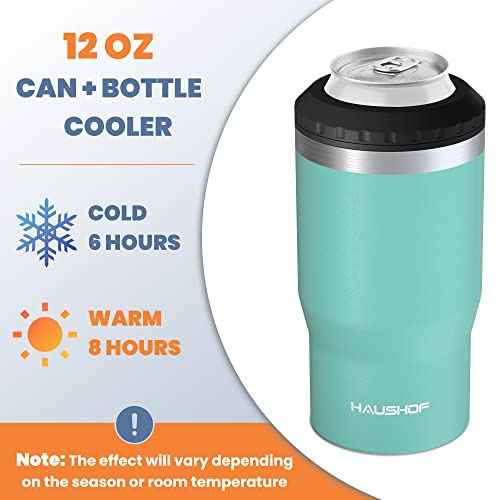 HAUSHOF 4 in 1 Insulated Stainless Steel Can Insulator, Fits Standard & Slim 12 oz Cans|Beer Bottles, Perfect for Outdoors