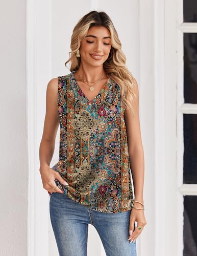 Zeagoo Women's Silk Satin Tank Tops V Neck Casual Camisoles Sleeveless Business Work Blouses Dressy Summer Shirts