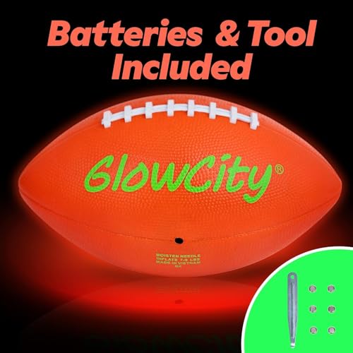 GlowCity Glow in The Dark Football - Size 3/6 Light Up Ball Gifts for Kids, Teens & Adults - Bright Football for Night Out...