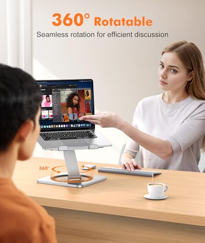 RIWUCT Adjustable Laptop Stand with 360° Swivel Base, Foldable Laptop Riser Holder for Desk, Ergonomic Computer Notebook C...