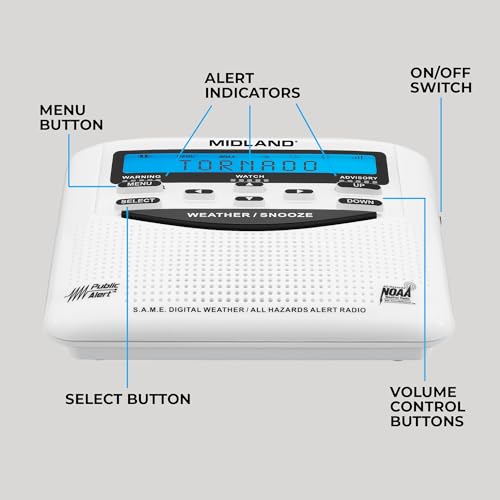 Midland - NOAA Emergency Radio Bundle with Strobe Light and Pillow Shaker