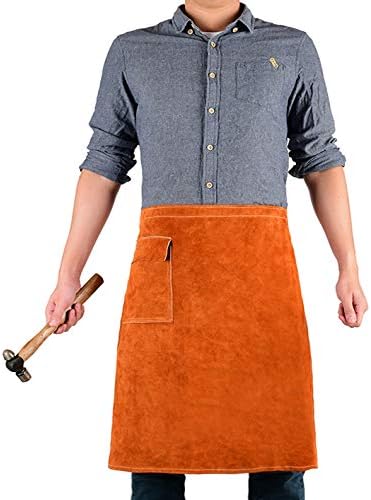 QeeLink Welding Waist Apron with Pocket 24" X 25" Leather Wasit Tools Half Aprons for Men and Women