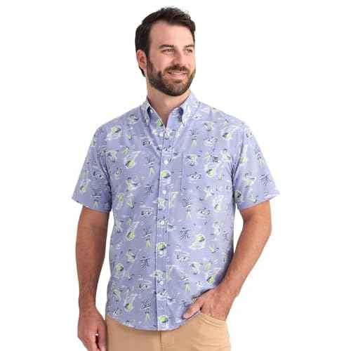HUK Mens H1500212 Athletic-button-down-shirts, Lightning Sky Space Palm, XL US