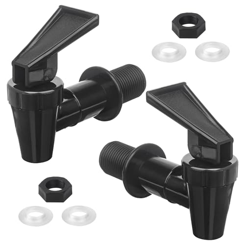 2PCS BPA-Free Replacement Cooler Faucet，Reusable Leakproof Plastic Tap Set（Black ），for Home Water dispensers Beverage disp...