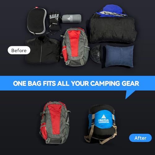 Hikenture Compression Sack for Sleeping Bag, Upgrade Anti-Tear Nylon Sleeping Bag Stuff Sack, 10L/14L/20L/30L Water-Resist...