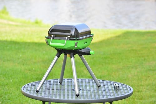 Flame King YSNVT-301 Multi-Function Portable Propane BBQ Grill Camp Stove, 8000 BTU 9.5 x 12 Inch Cooking Surface, Light G...