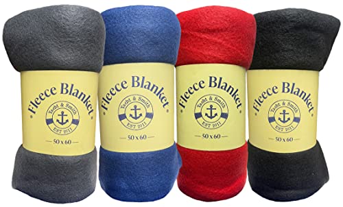 Yacht & Smith 12 Pack of Soft Fleece Blankets 50 X 60, Lightweight, Cozy Warm Throws Dark Colorful Blanket Sofa Travel Out...