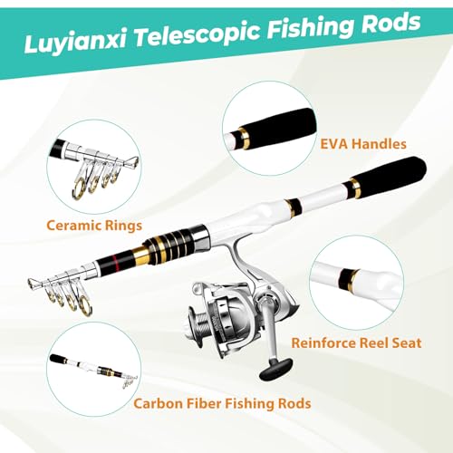 Telescopic Fishing Rod and Reel Combo, 6.89FT 7.89FT Collapsible Fishing Kits, Carbon Fiber Fishing Pole Spinning Reel Lur...