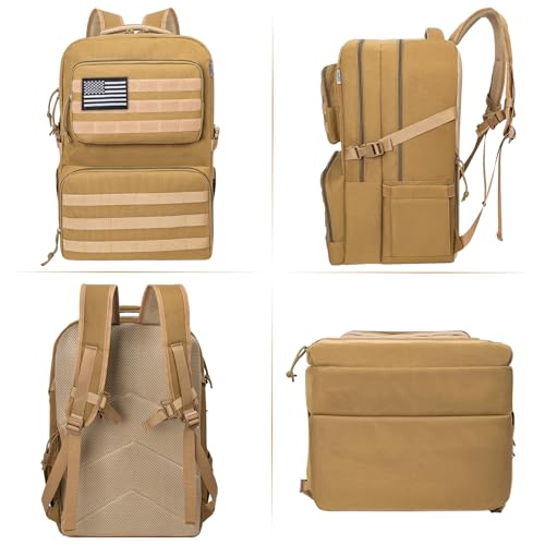 IBVIVIC 45L Tactical Backpack for Men, Water-resistant Military MOLLE Assault Backpack Bag for Hunting Camping Travel (Khaki)