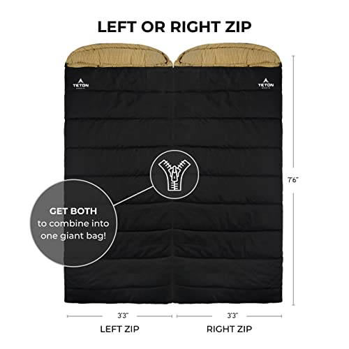 TETON Sports Deer Hunter Sleeping Bag, Warm and Comfortable Camping Sleeping Bag, Teton Tough Canvas Shell for Camping, Hu...