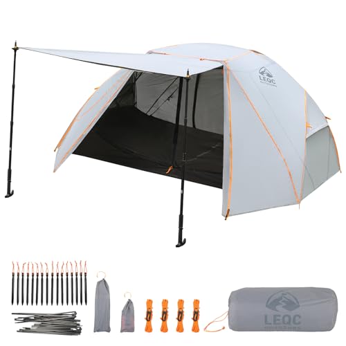LEQC Stable Windproof 2 Person Camping Tent: 20D SIL-Nylon PU5000 Waterproof Fly, 7001 Aluminum Poles, 4 Guy Lines and 16 ...